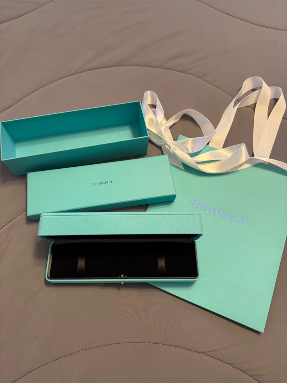 Tiffany & Co. Robin's Egg Blue Jewelry Box and Bag Set